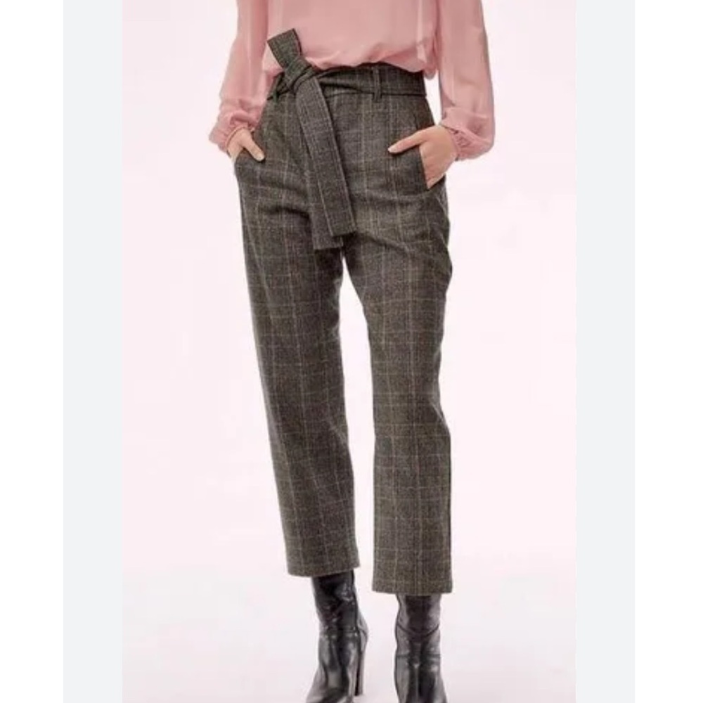 Aritzia Wilfred high waist tie pant in plaid